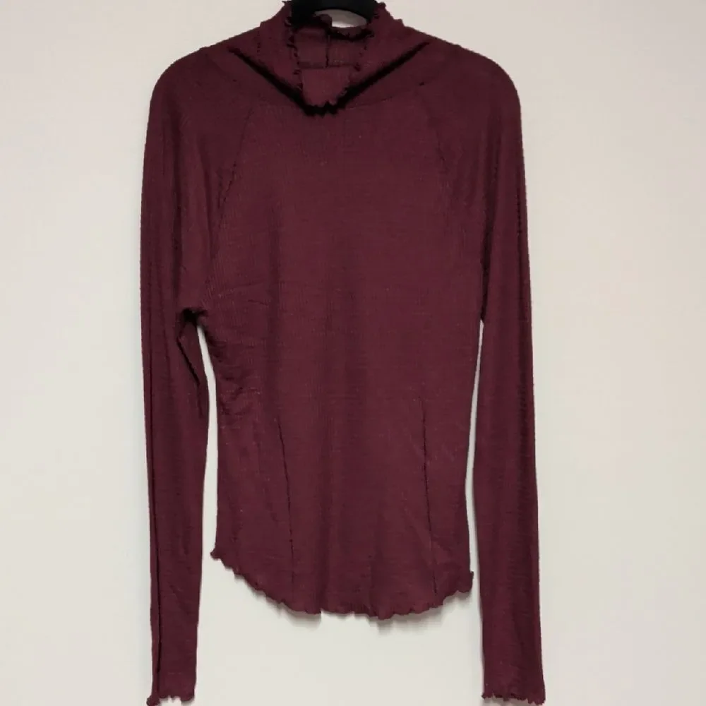 Free People Burgundy Long Sleeve Top